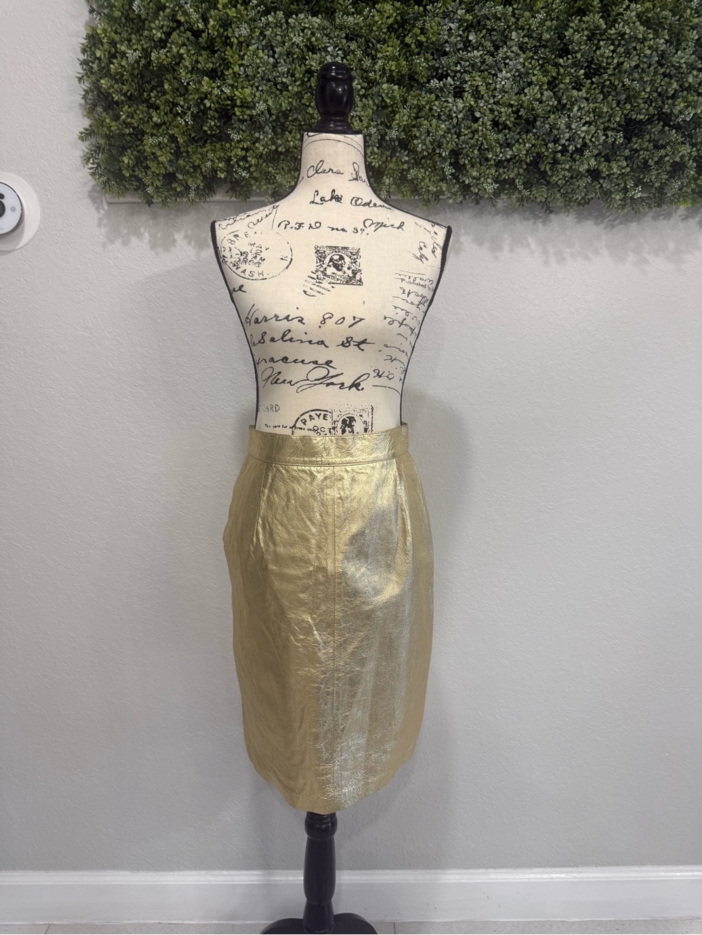 Metallic Gold Pencil Skirt